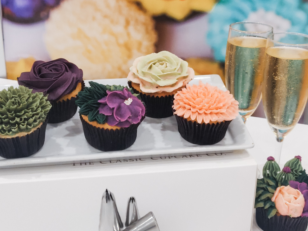 Buttercream Flowers and Succulents with Bubbles