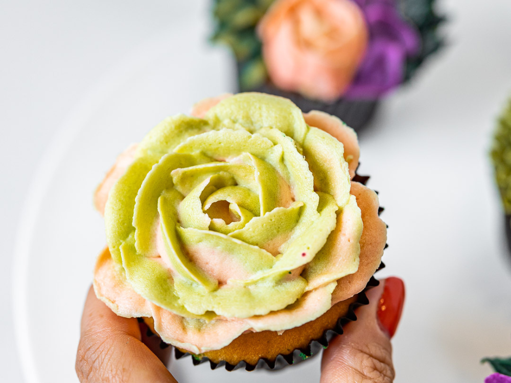 Buttercream Flowers and Succulents with Bubbles